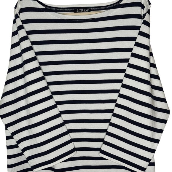 NWOT JCREW MARINER BOATNECK T-SHIRT WOMAN'S SZ 2X PLUS NAVY IVORY STRIPE - Picture 2 of 9